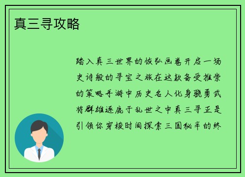 真三寻攻略